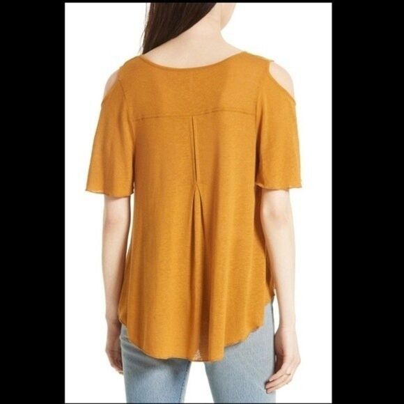 Free People Bittersweet Tan Cold Shoulder Top 20A - Picture 4 of 10